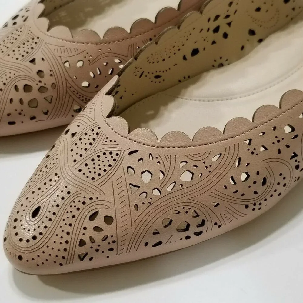 NIB Cole Haan Callie Laser-Cut Leather Flats in Mahogany Rose Size 6.5,8.5,9,9.5